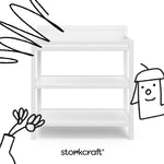 Alpine white changing table with black doodles overlaid on image