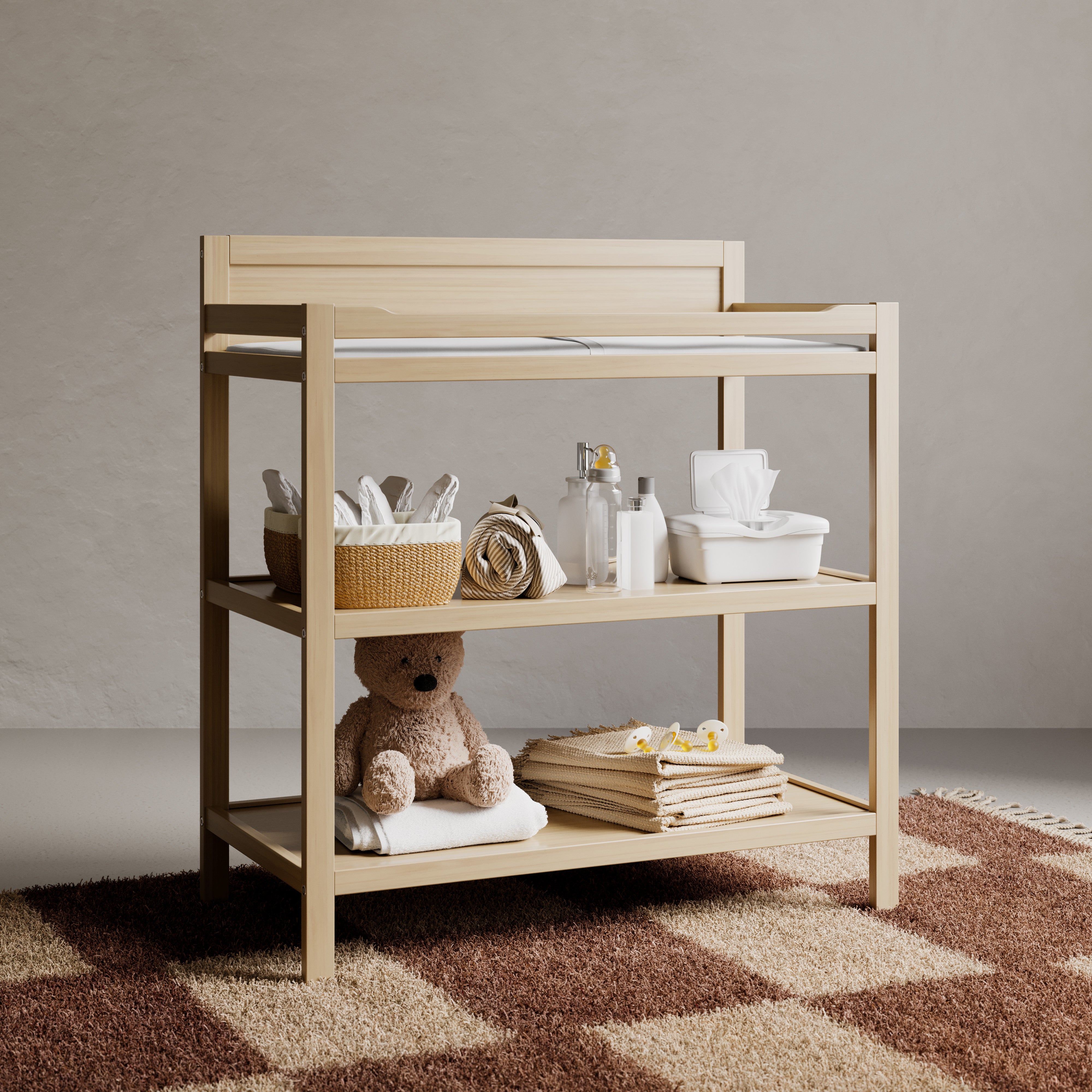 Alpine changing table in driftwood in nursery