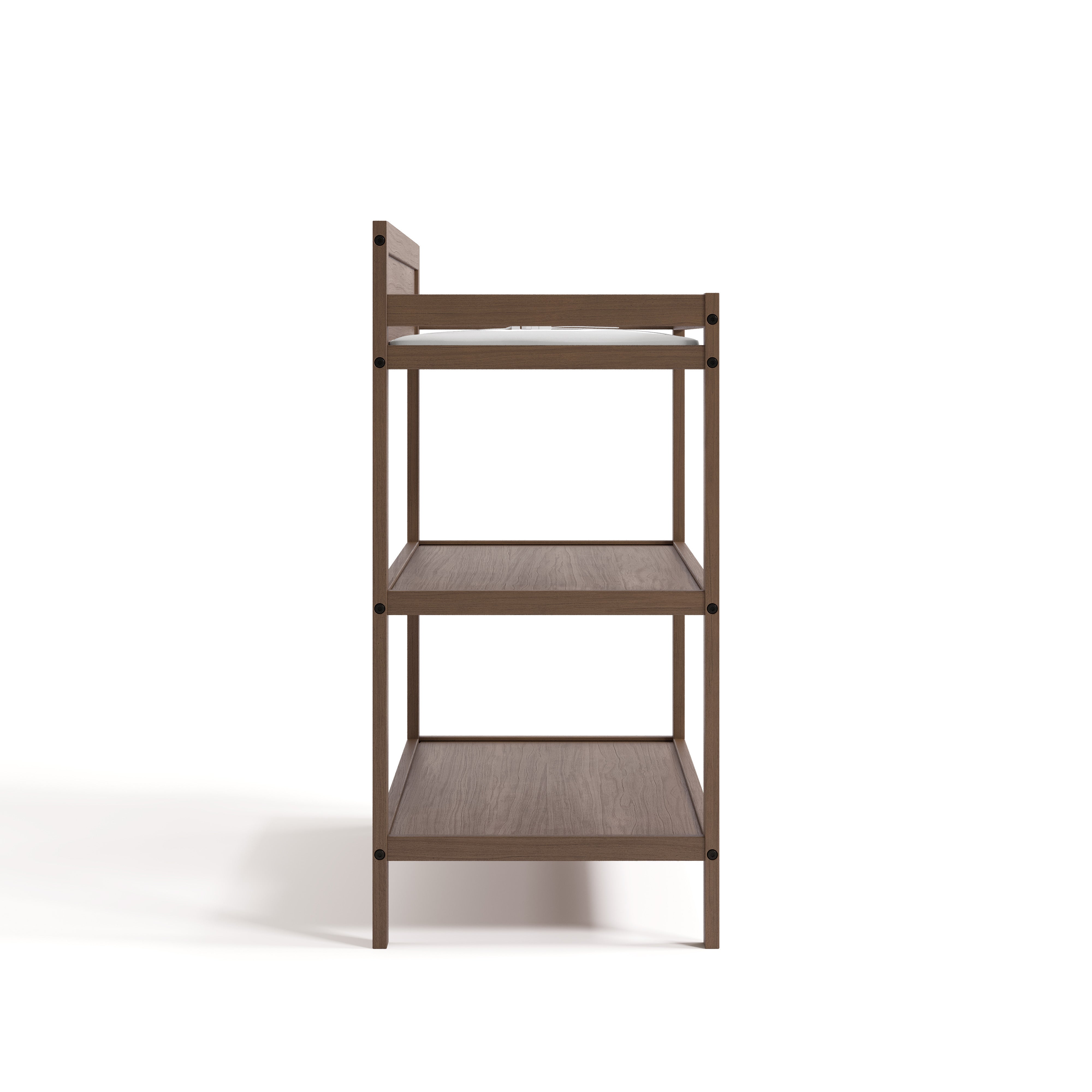Side view of Alpine changing table in hazelnut