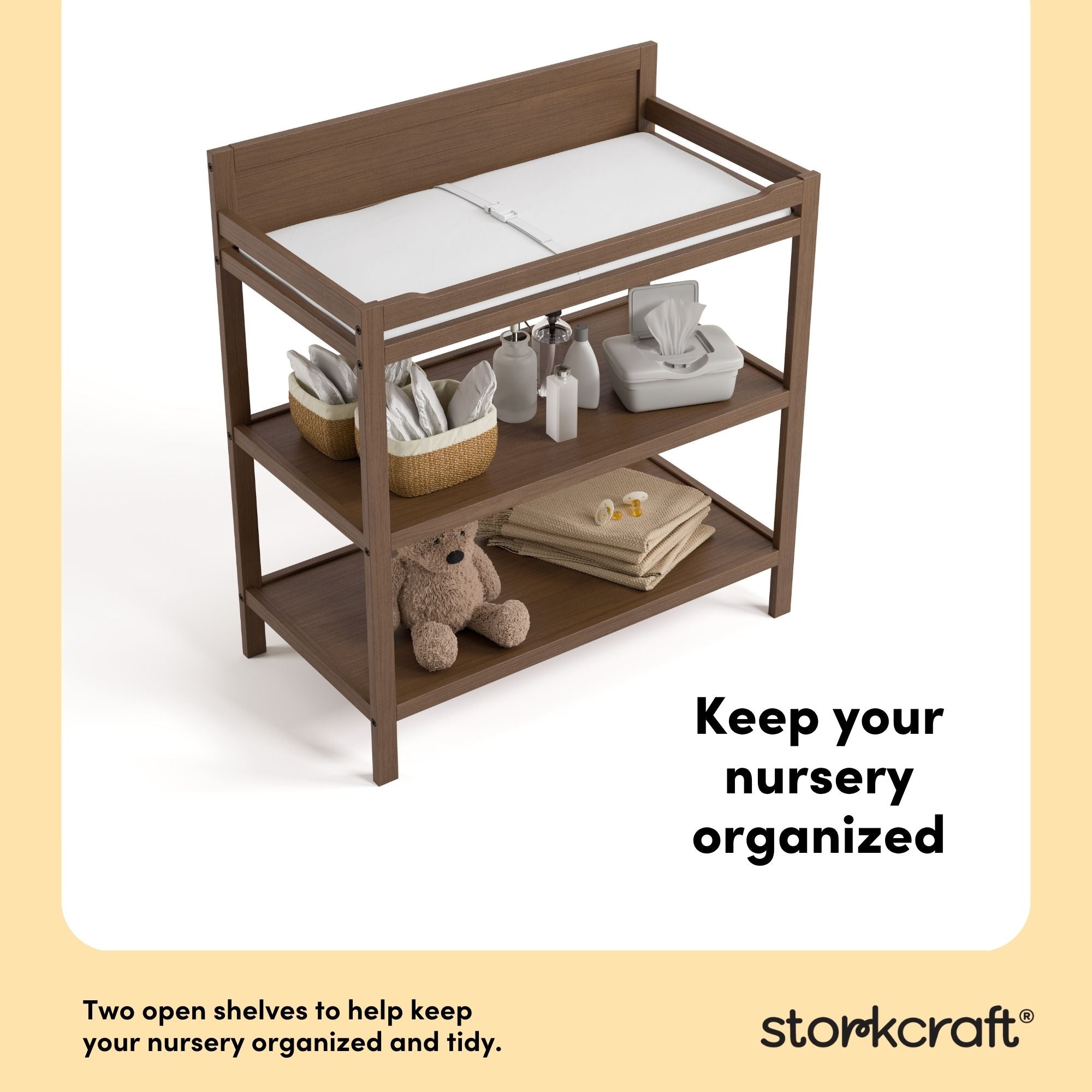 Alpine hazelnut changing table organization callout