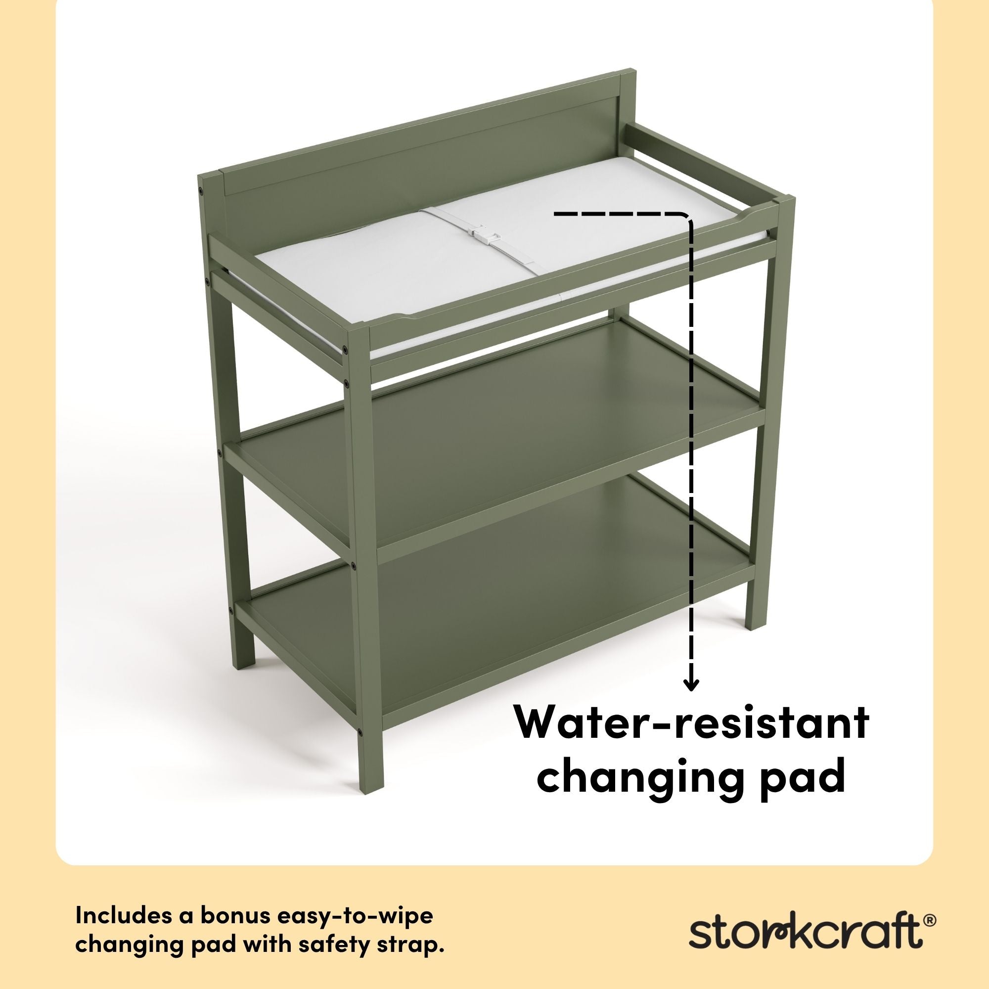 Alpine olive changing table changing pad callout