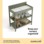 Alpine olive changing table organization callout