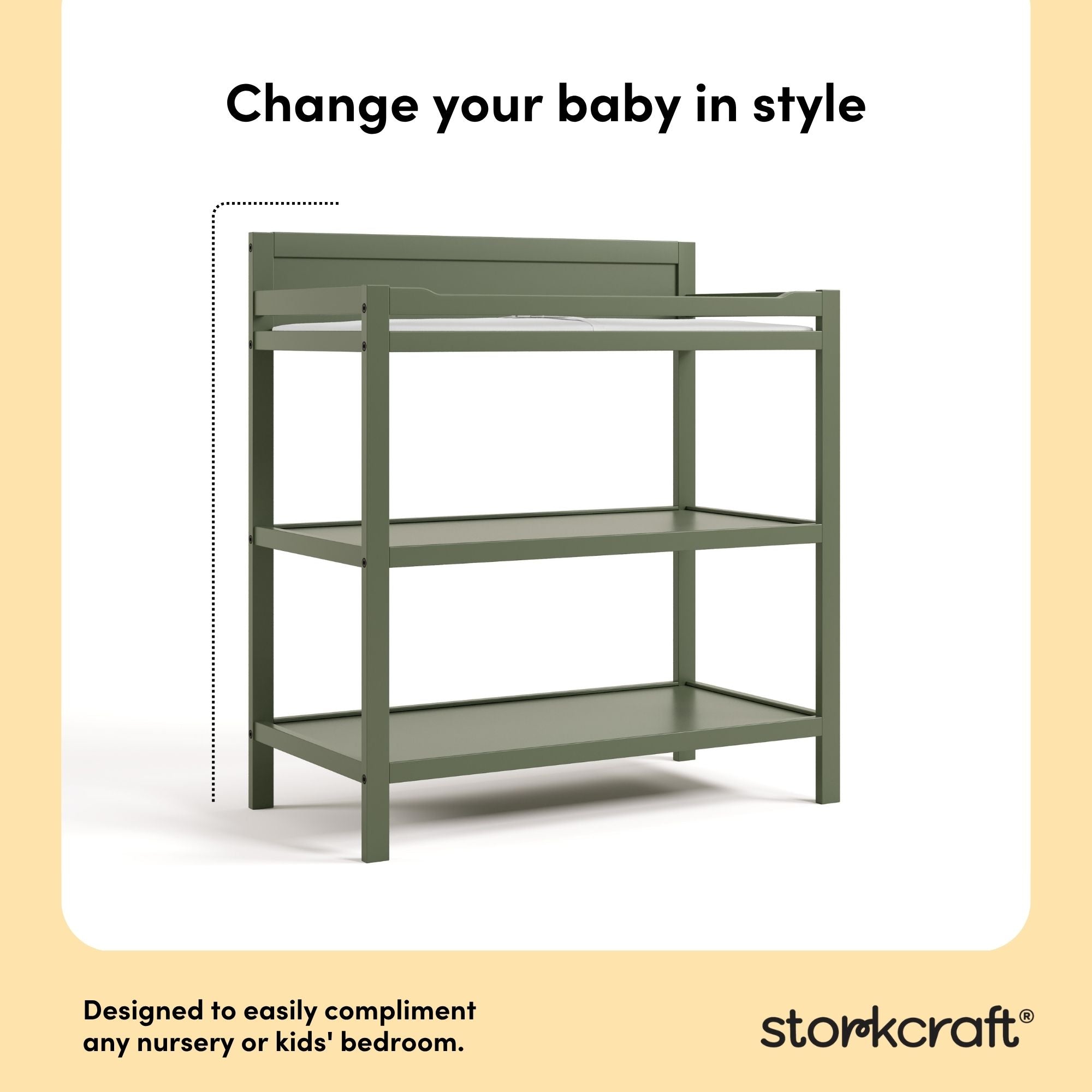 Alpine olive changing table style callout