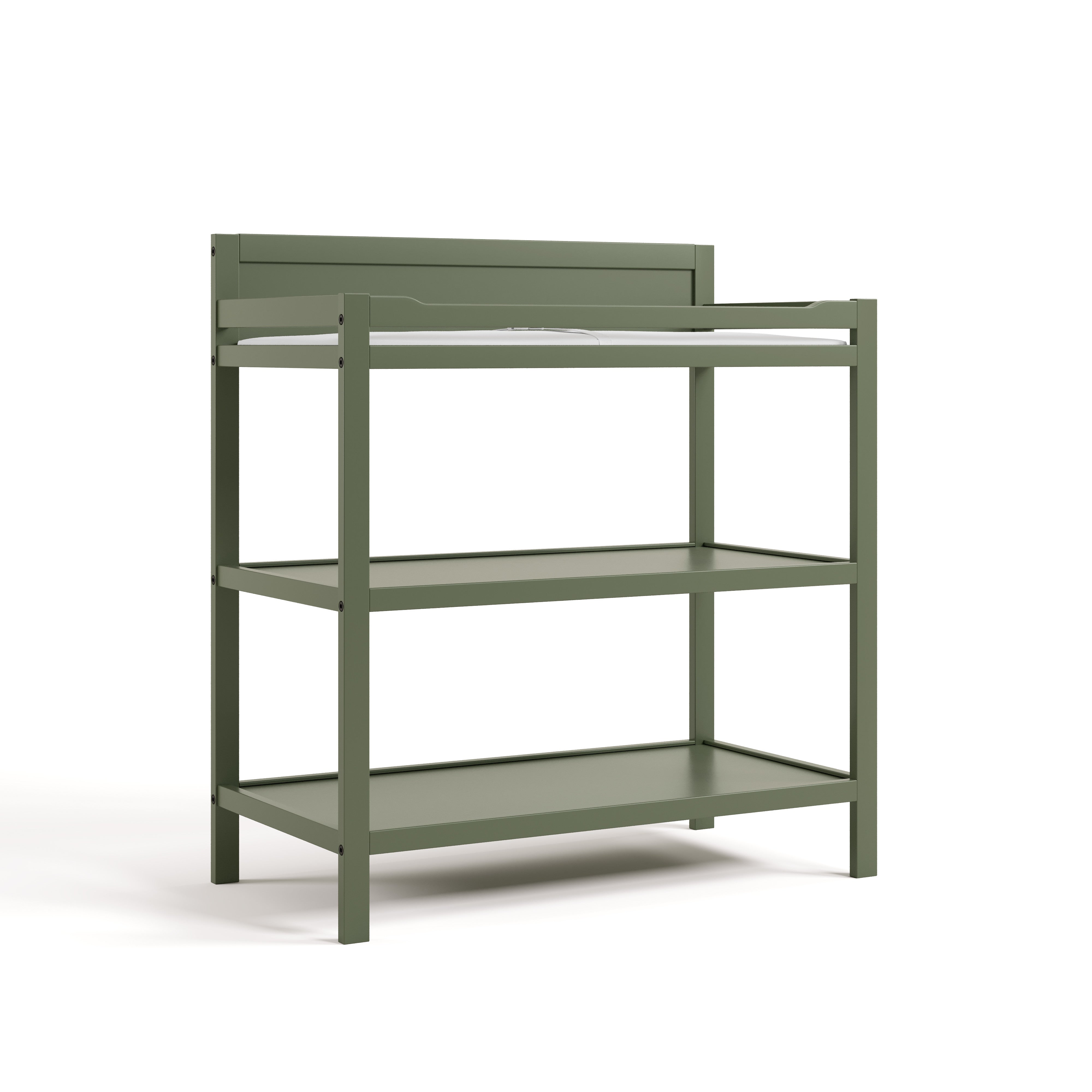 Angle view of Alpine changing table in olive