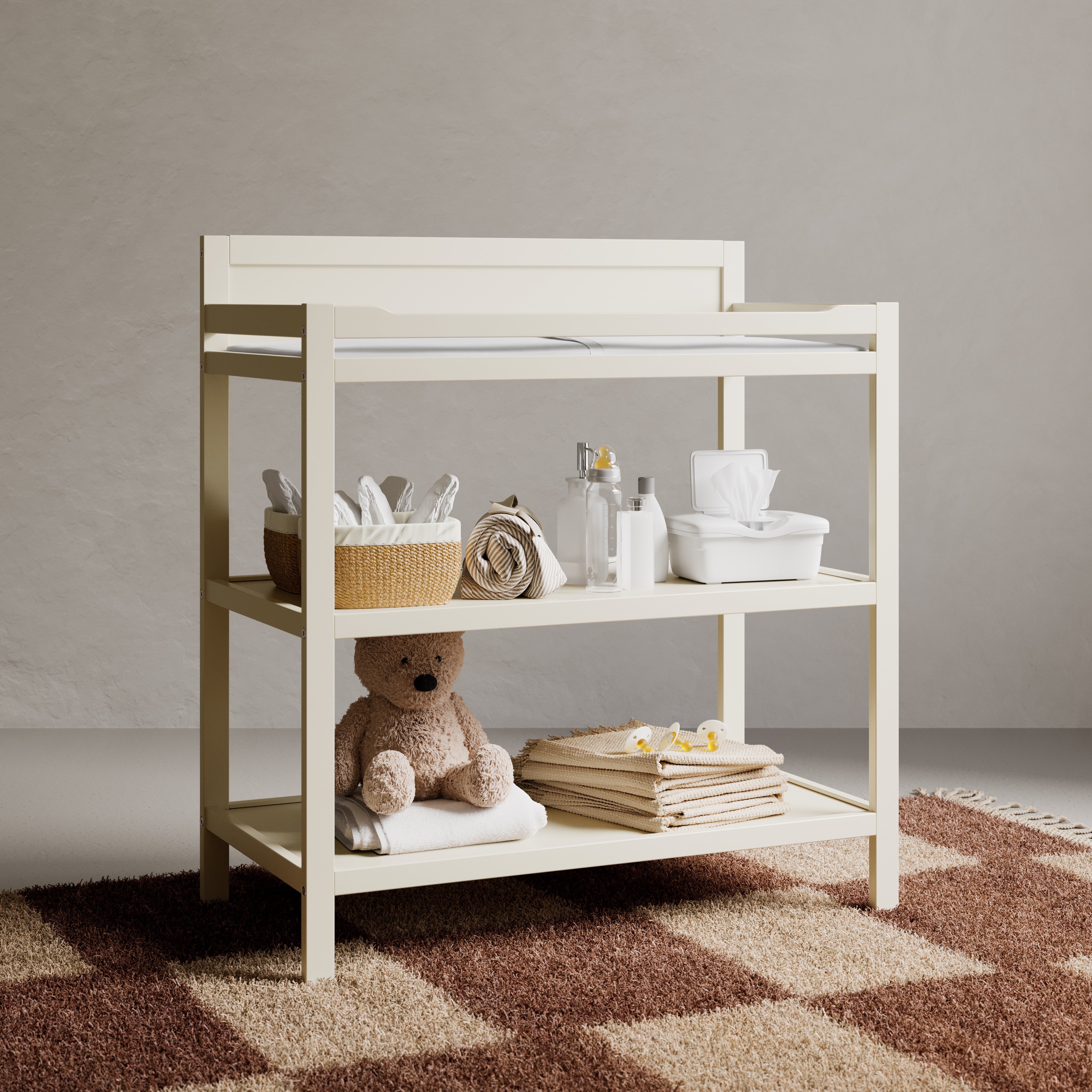 Alpine changing table in frosted oat in nursery