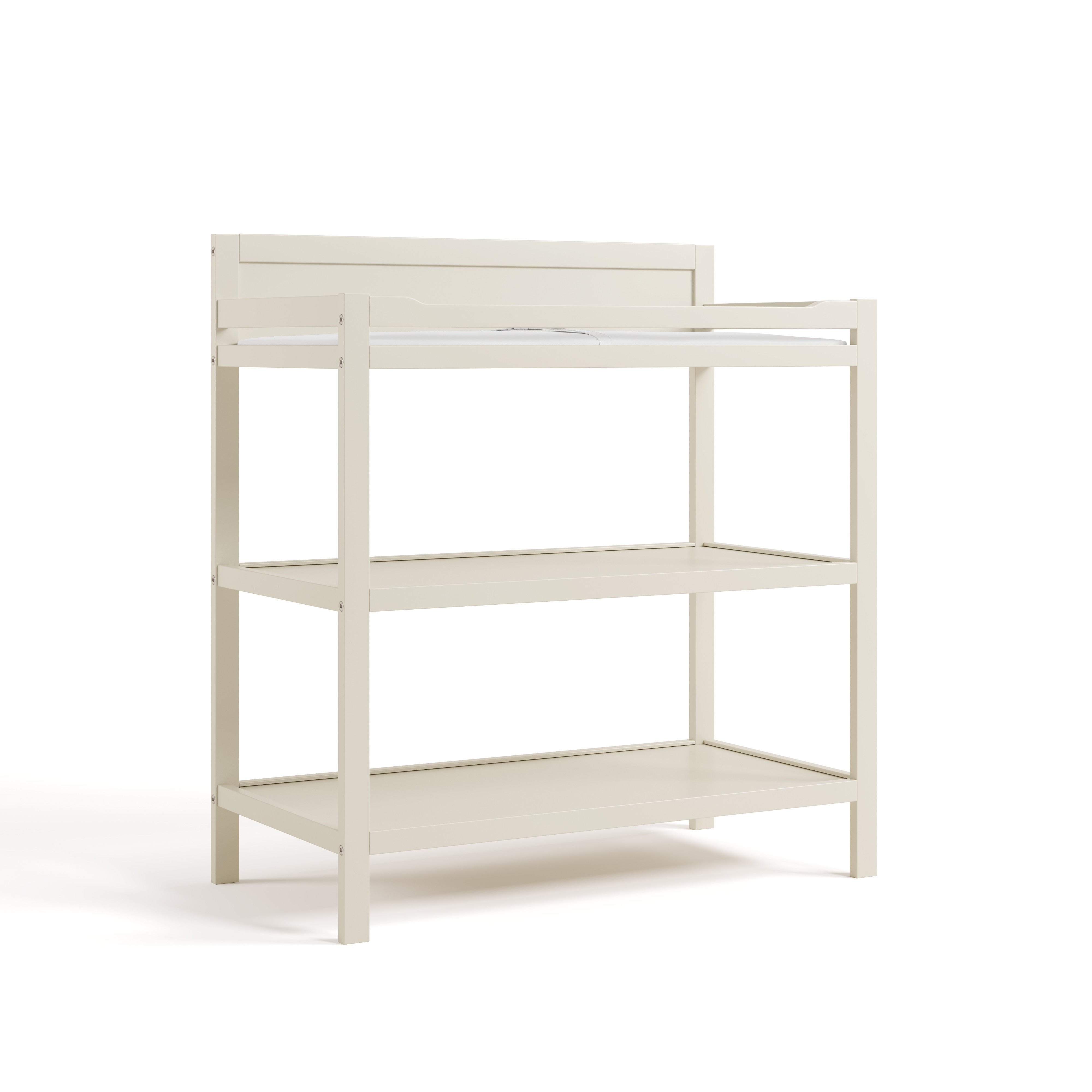 Angle view of Alpine changing table in frosted oat