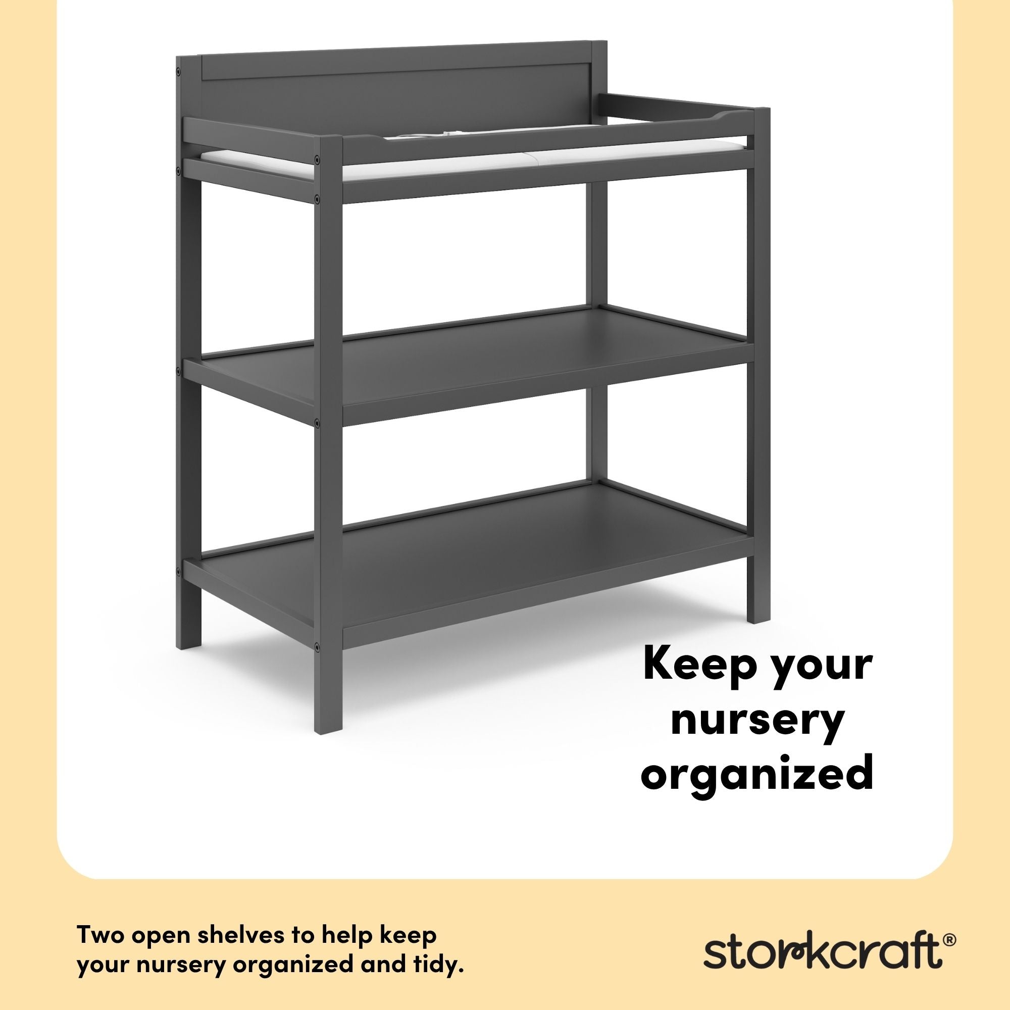 Alpine gray changing table organization callout