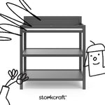 Alpine gray changing table with black doodles overlaid on image