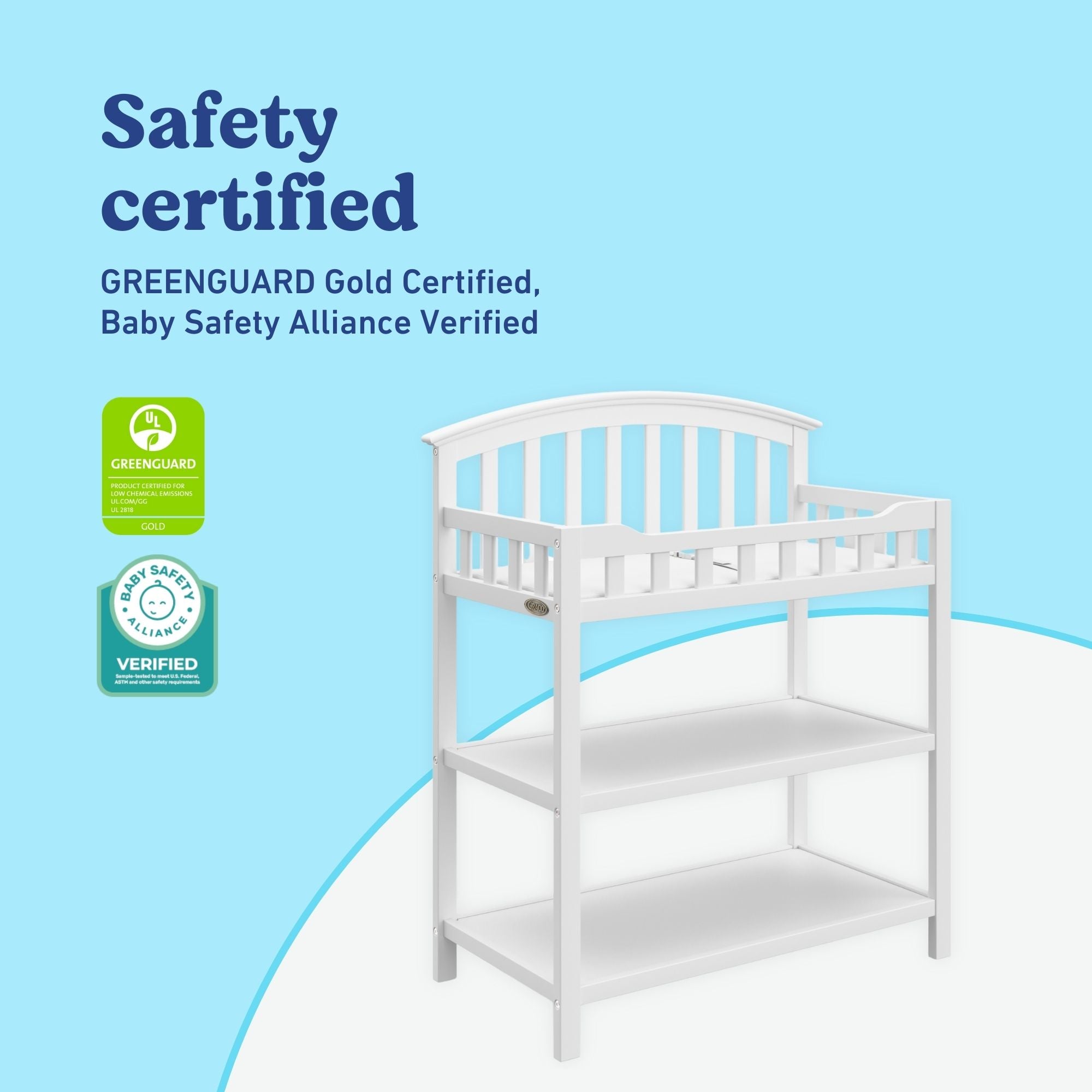 Graco white changing table certifications callout