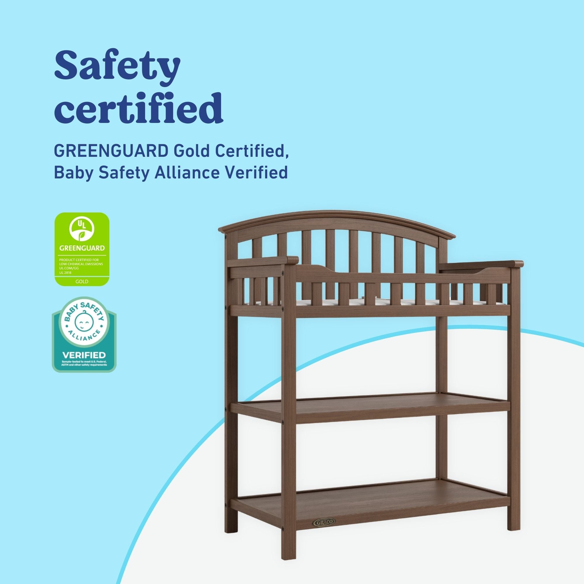 Graco hazelnut changing table certifications callout