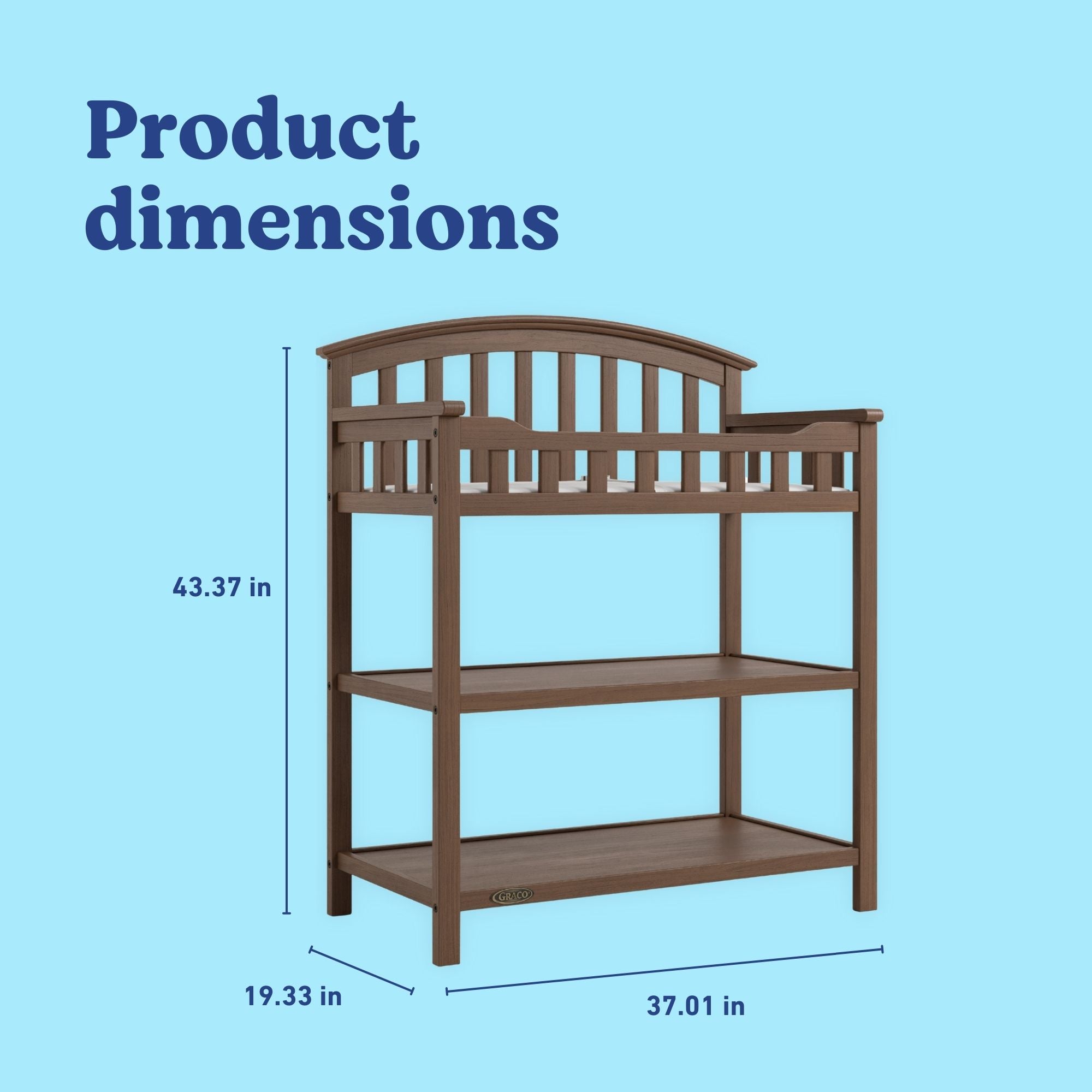Graco hazelnut changing table dimensions callout