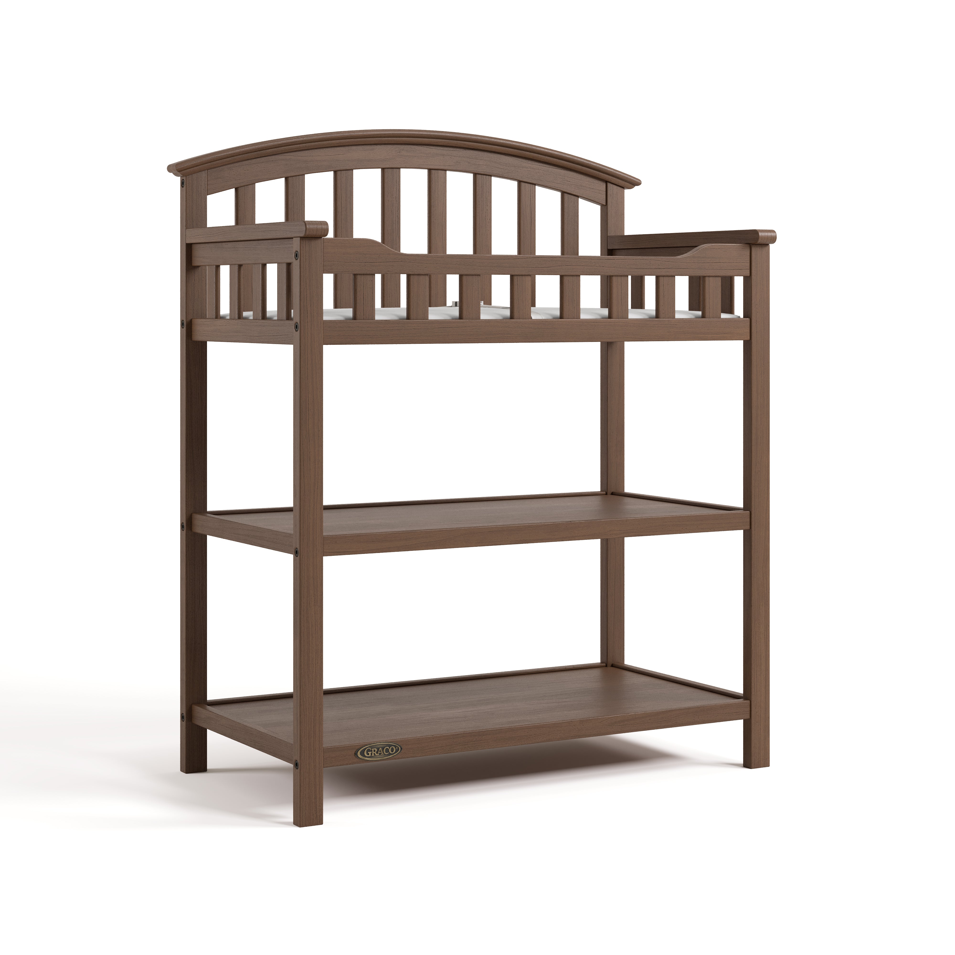 Graco hazelnut changing table angle view