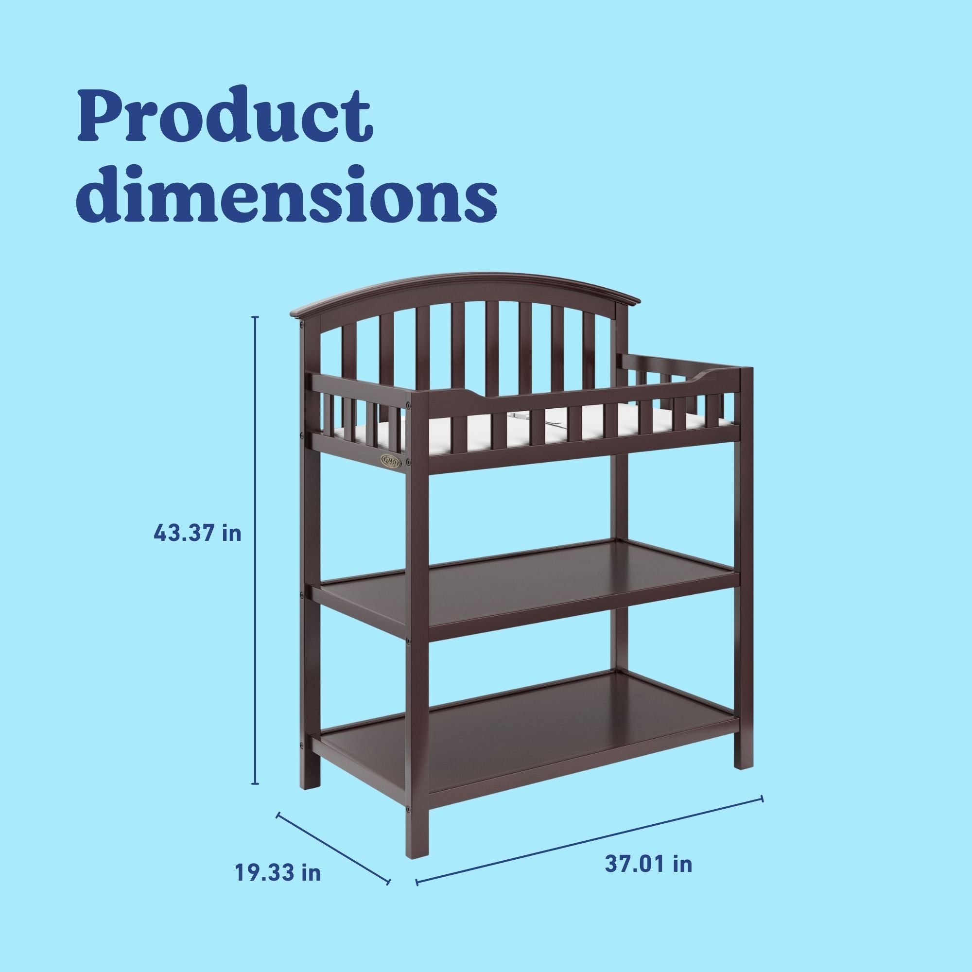 Graco espresso changing table dimensions callout