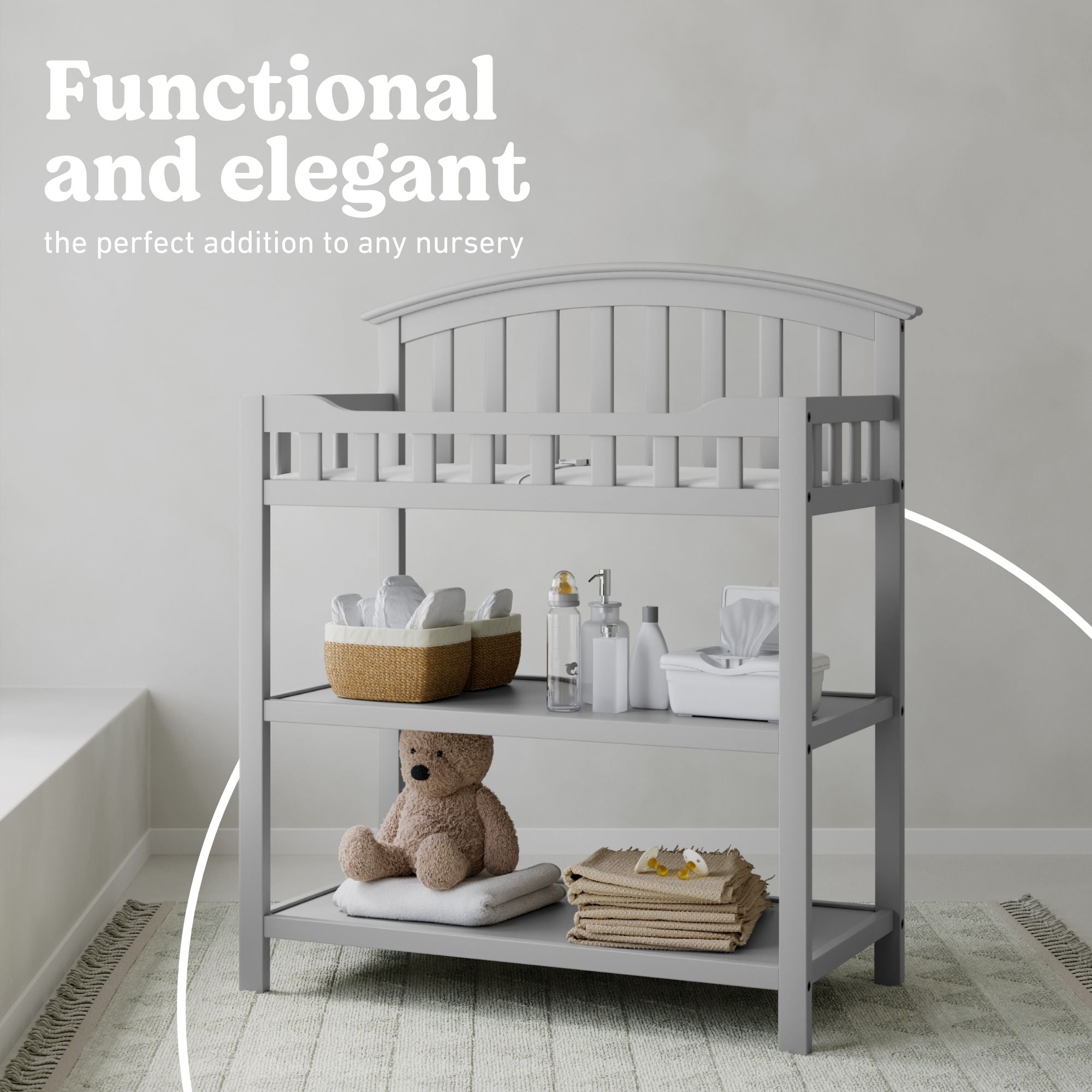 Graco pebble gray changing table callout
