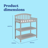 Graco pebble gray changing table dimensions callout