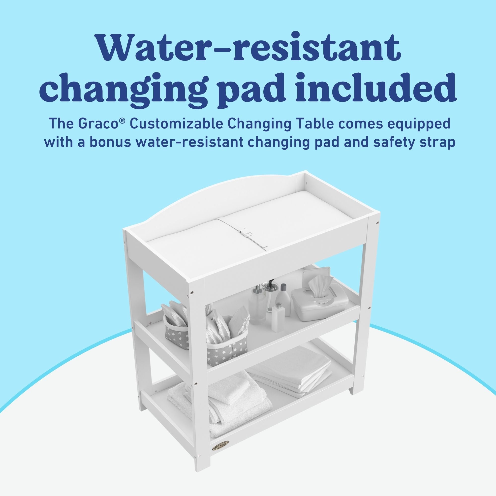Graco white customizable changing table callout