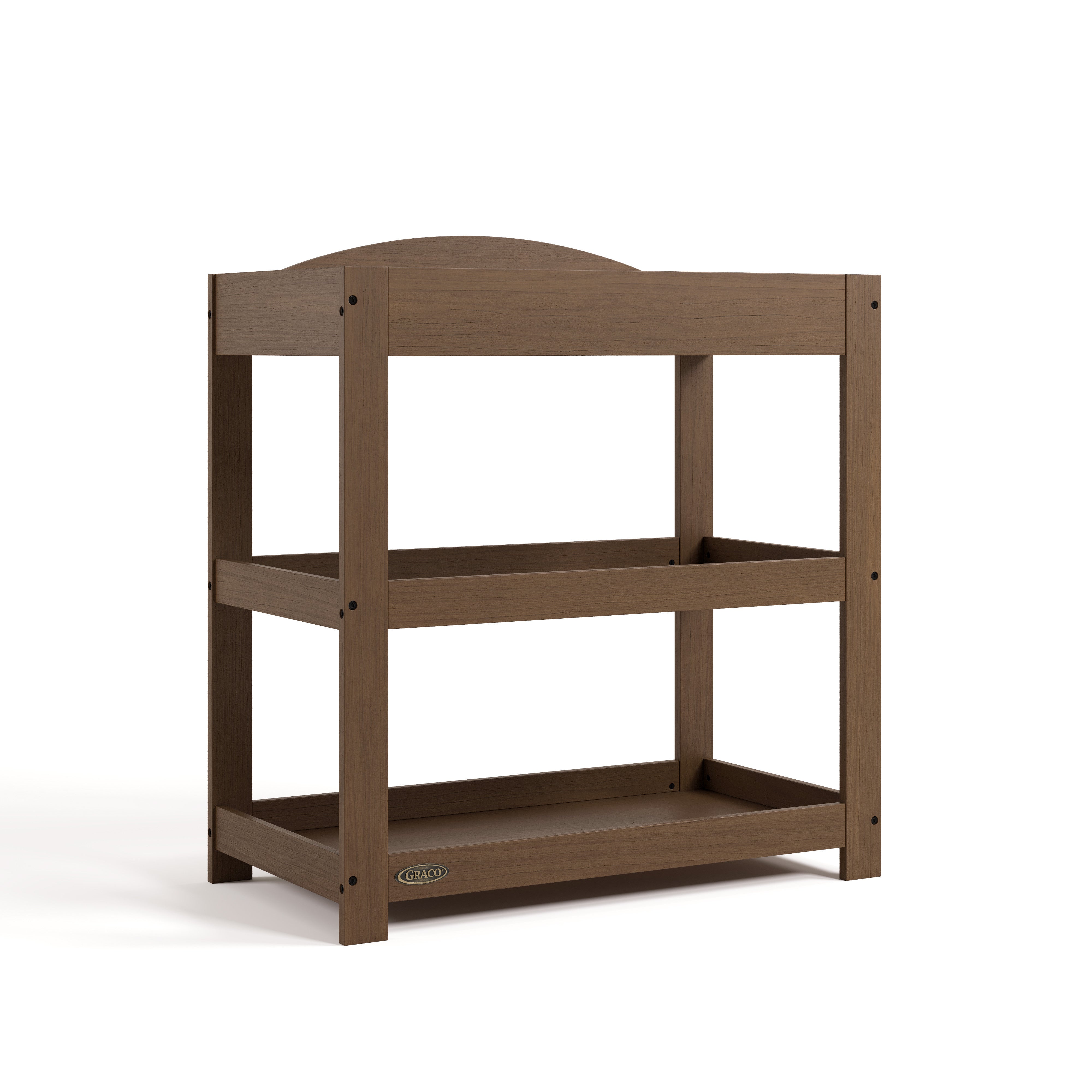 Graco hazelnut customizable changing table angle view