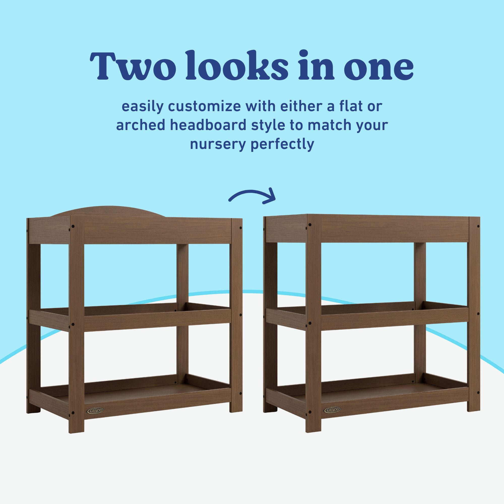 Graco hazelnut customizable changing table callout