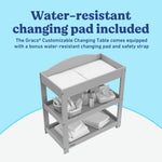 Graco pebble gray customizable changing table callout