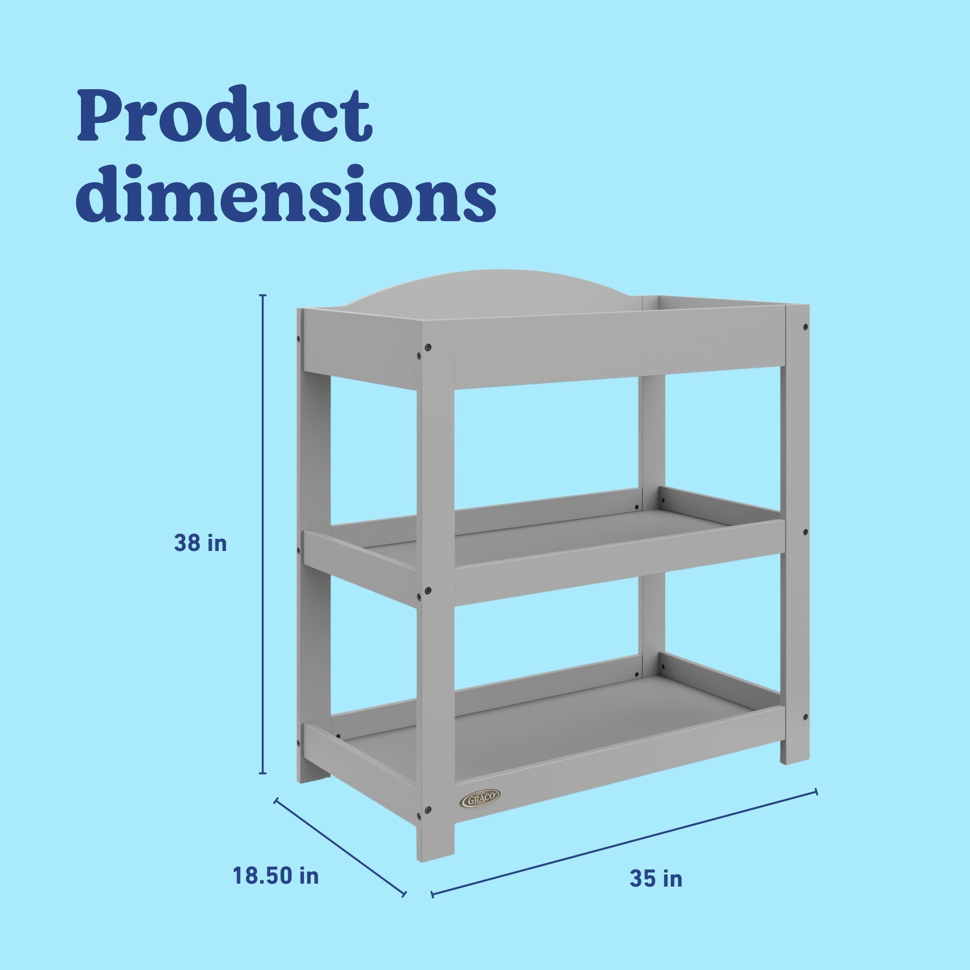 Graco pebble gray customizable changing table callout