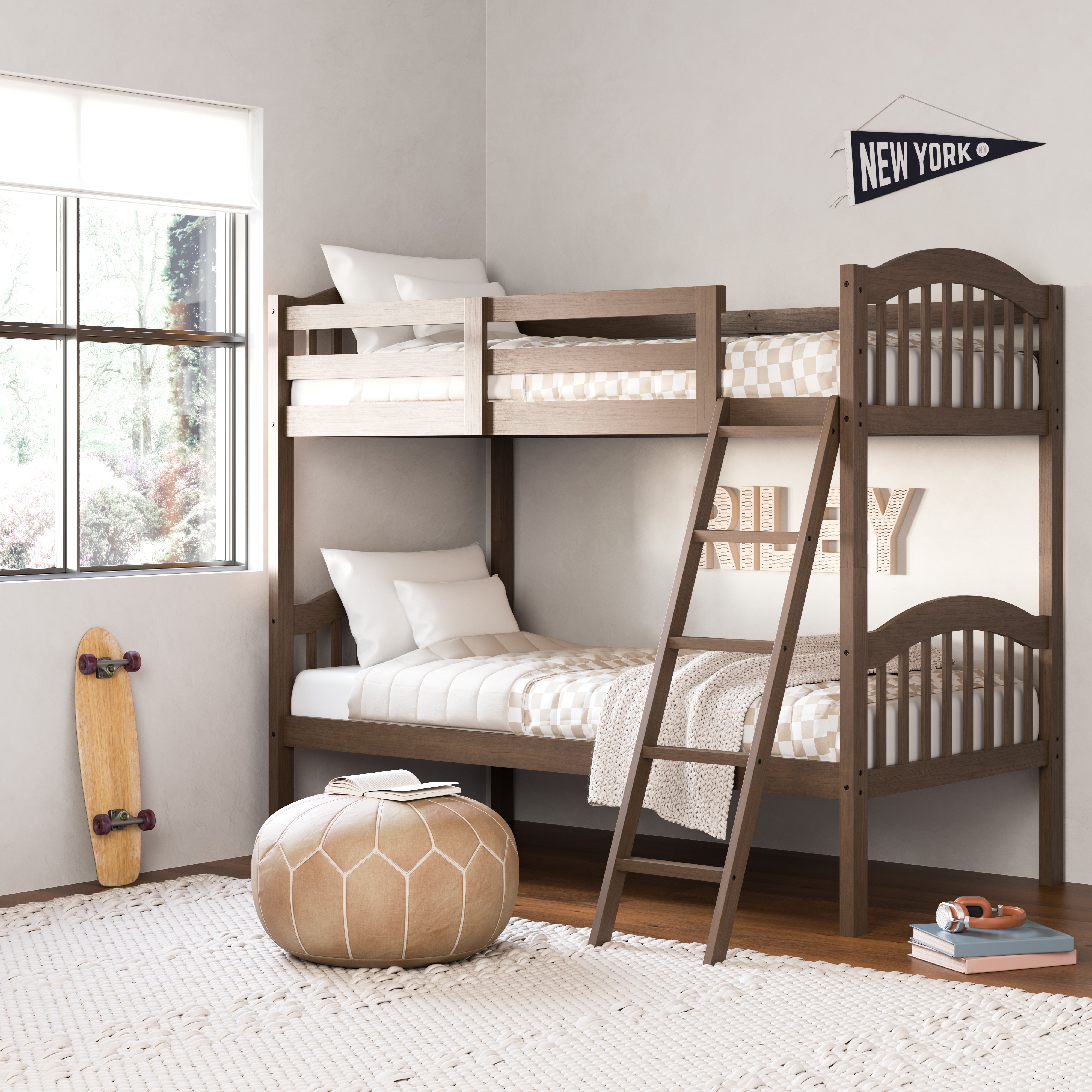 longhorn hazelnut twin over twin bunk bed in kids room