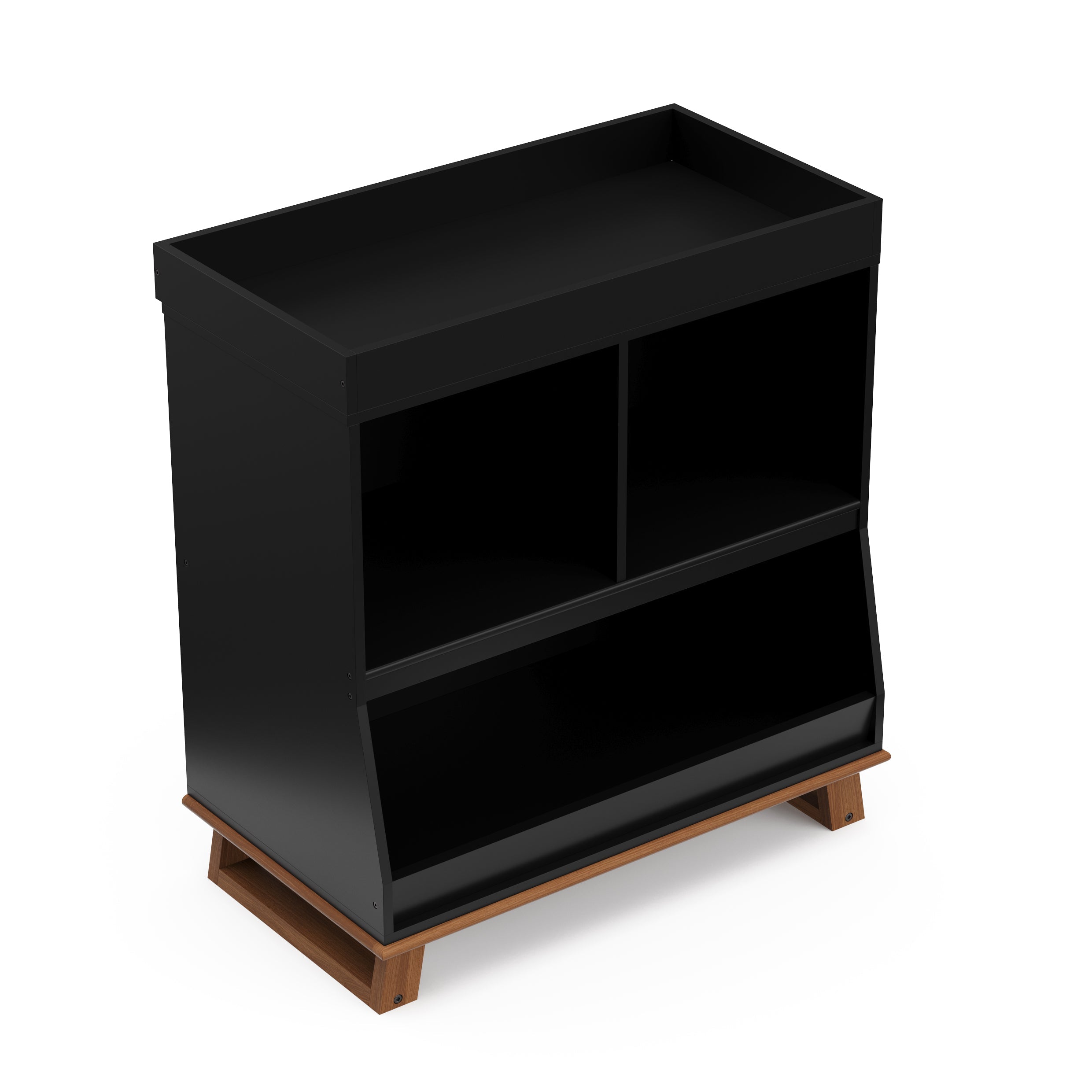 black with vintage driftwood changing table with 3 storage shelves