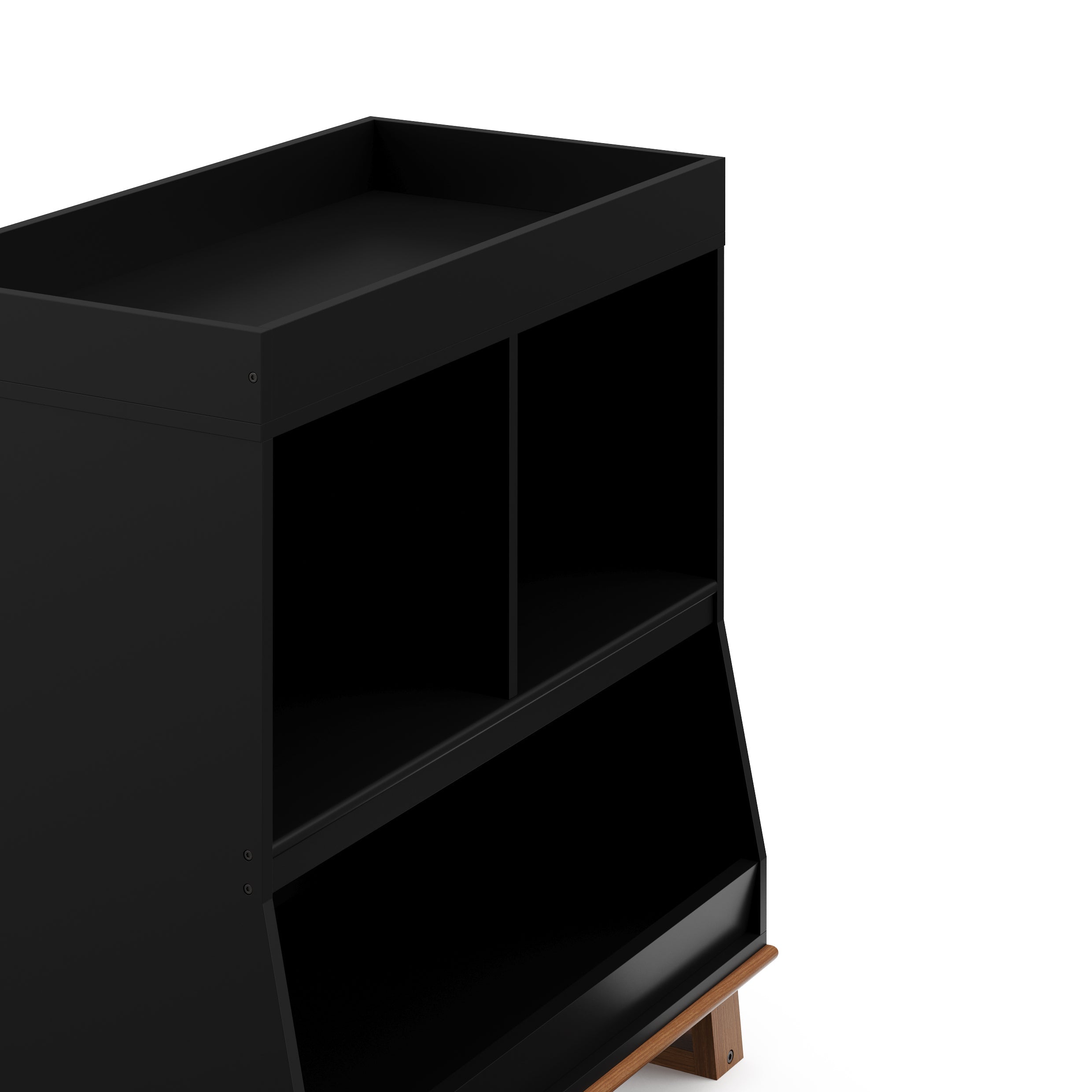 black with vintage driftwood changing table with 3 storage shelves