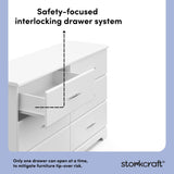 Brookside white 6 drawer dresser interlocking drawer callout
