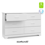 Brookside white 6 drawer dresser with GGG and PTPA logo on top right