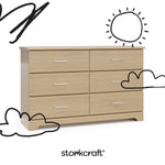 Brookside driftwood 6 drawer dresser with black doodles overlaid on image