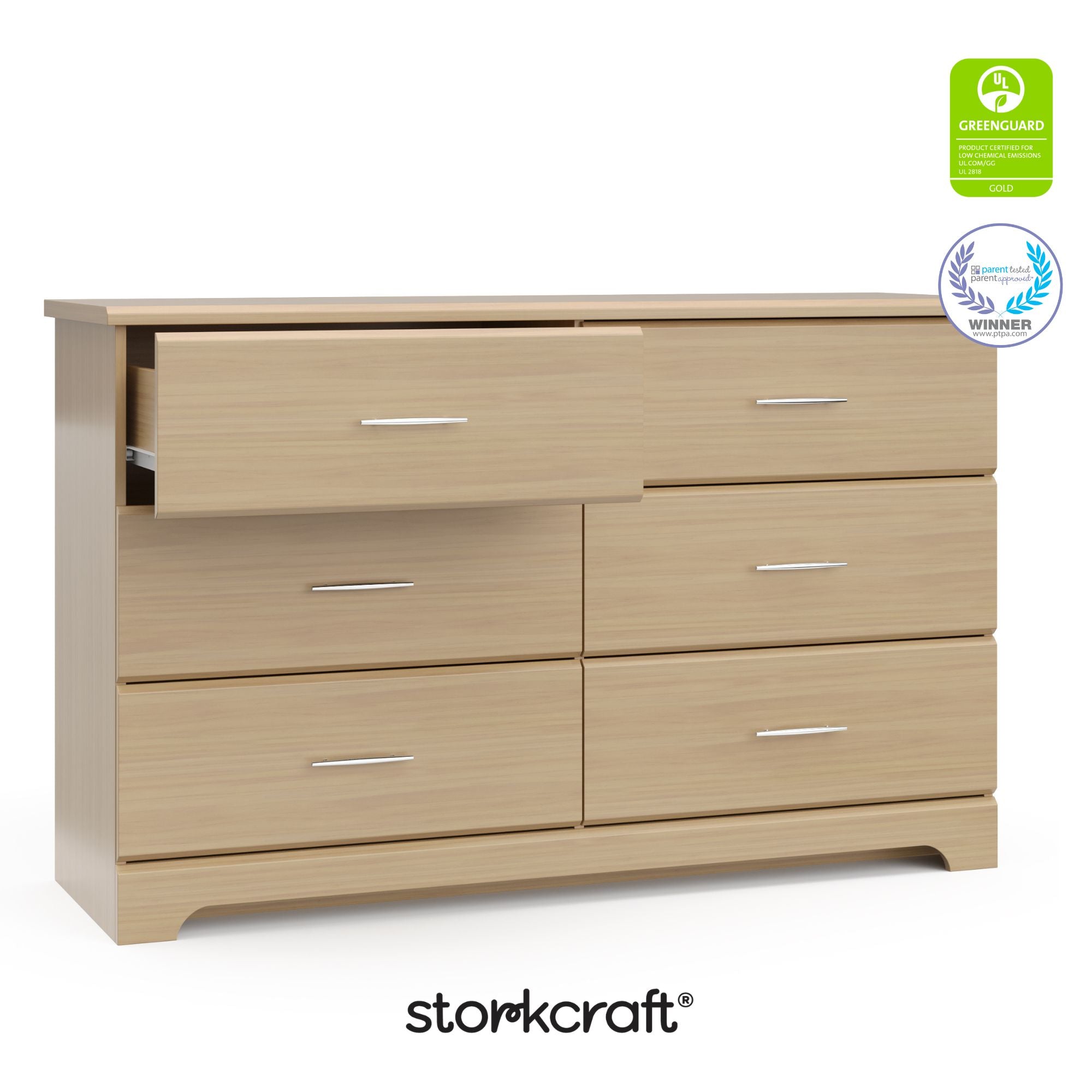 Brookside driftwood 6 drawer dresser with GGG and PTPA logo on top right