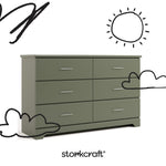 Brookside olive 6 drawer dresser with black doodles overlaid on image