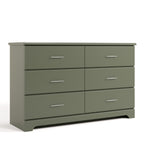 Brookside olive 6 drawer dresser angle view