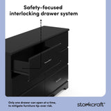 Brookside black 6 drawer dresser interlocking drawer callout