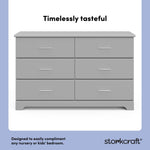Brookside pebble gray 6 drawer dresser style callout