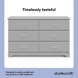 Brookside pebble gray 6 drawer dresser style callout