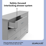 Brookside pebble gray 6 drawer dresser interlocking drawer callout