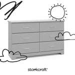 Brookside pebble gray 6 drawer dresser with black doodles overlaid on image