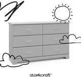 Brookside pebble gray 6 drawer dresser with black doodles overlaid on image