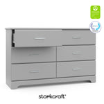 Brookside pebble gray 6 drawer dresser with GGG and PTPA logo on top right