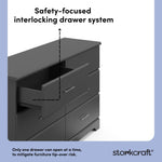 Brookside gray 6 drawer dresser interlocking drawer callout