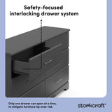 Brookside gray 6 drawer dresser interlocking drawer callout