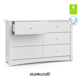 crescent white 6 drawer dresser with GGG and PTPA logo on top right