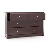 espresso 6 drawer dresser with 2 open drawers