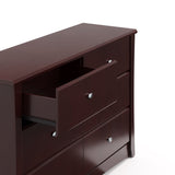 espresso 6 drawer dresser with open drawer