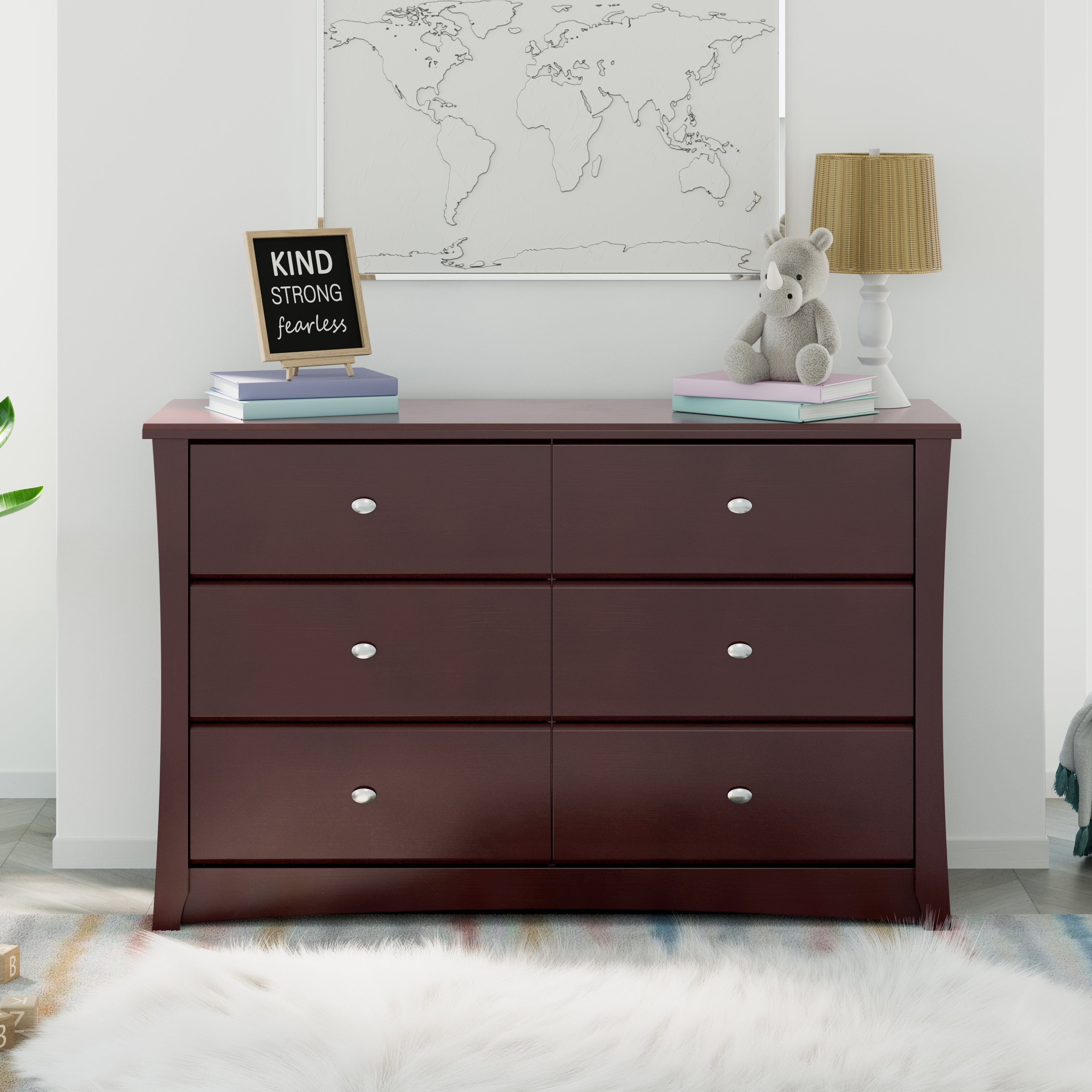 espresso 6 drawer dresser in nursery