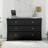 Black 6 drawer dresser in nursery