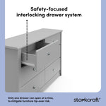 crescent pebble gray 6 drawer dresser interlocking drawer callout