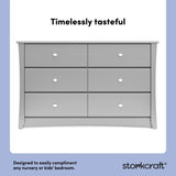 crescent pebble gray 6 drawer dresser style callout