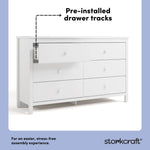 alpine 6 drawer dresser pre-installed drawer tracks callout